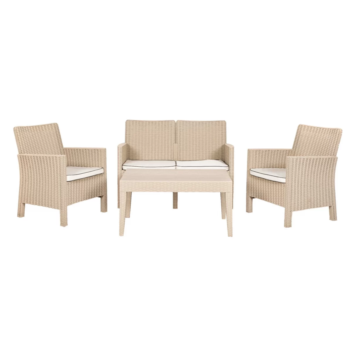 Breus Lounge Set 2 Seater Cream Outdoor Balcony Garden Restaurant Cafe