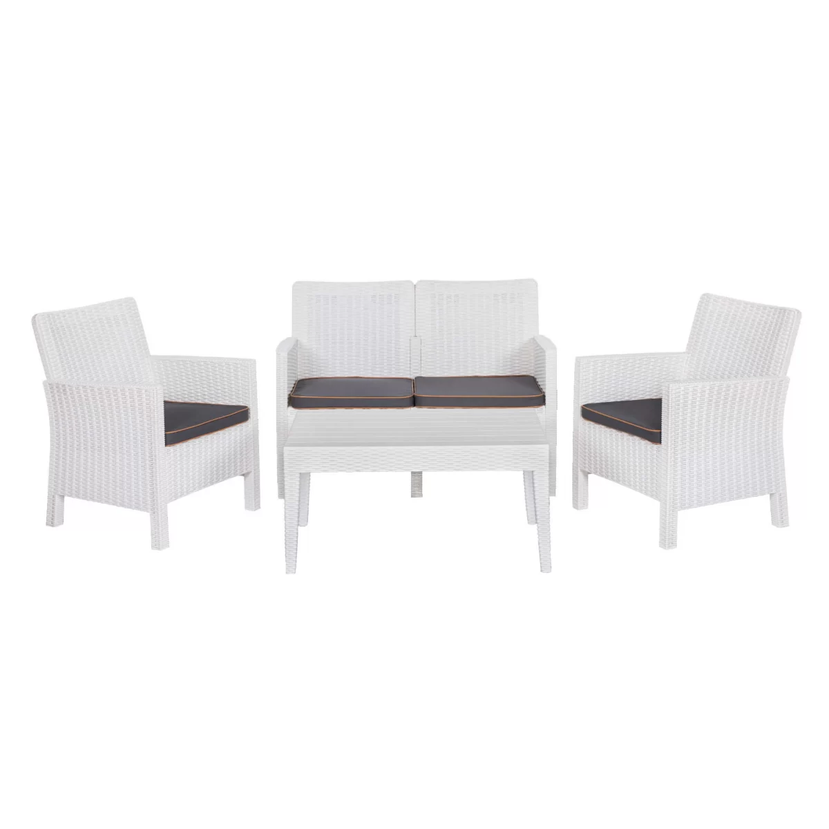 Breus Lounge Set 2 Seater White Outdoor Balcony Garden Restaurant Cafe