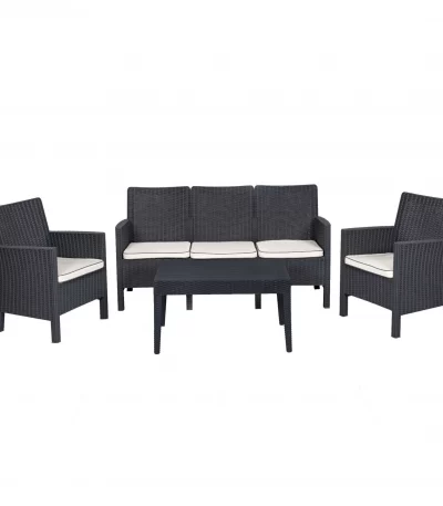 Breus Lounge Set 3 Seater Anthracite Outdoor Balcony Garden Restaurant Cafe