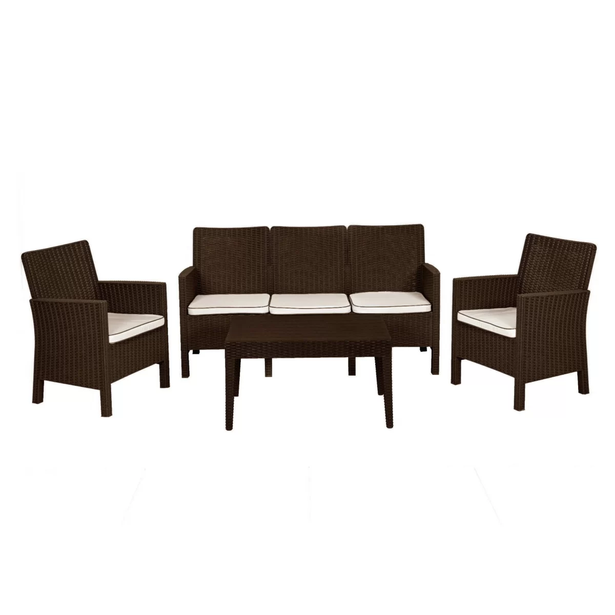 Breus Lounge Set 3 Seater Brown Outdoor Balcony Garden Restaurant Cafe