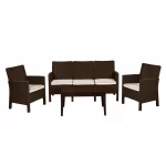 Breus Lounge Set 3 Seater Brown Outdoor Balcony Garden Restaurant Cafe