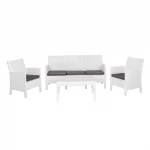 Breus Lounge Set 3 Seater White Outdoor Balcony Garden Restaurant Cafe