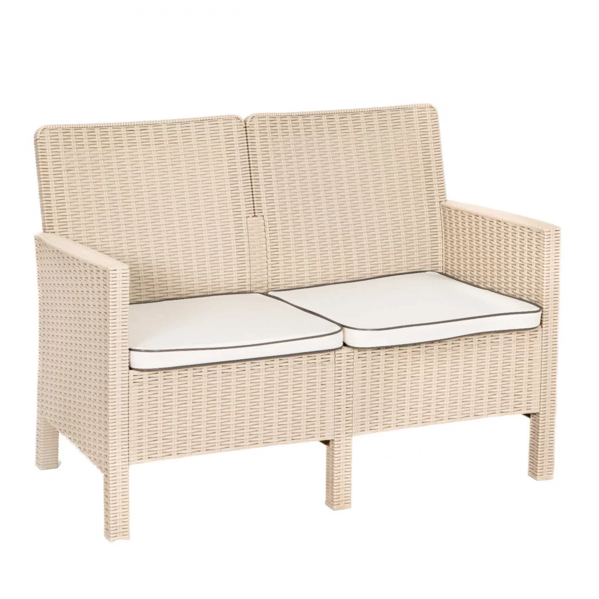 Breus Lounge Sofa 2 Seater Cream Outdoor Balcony Garden Restaurant Cafe