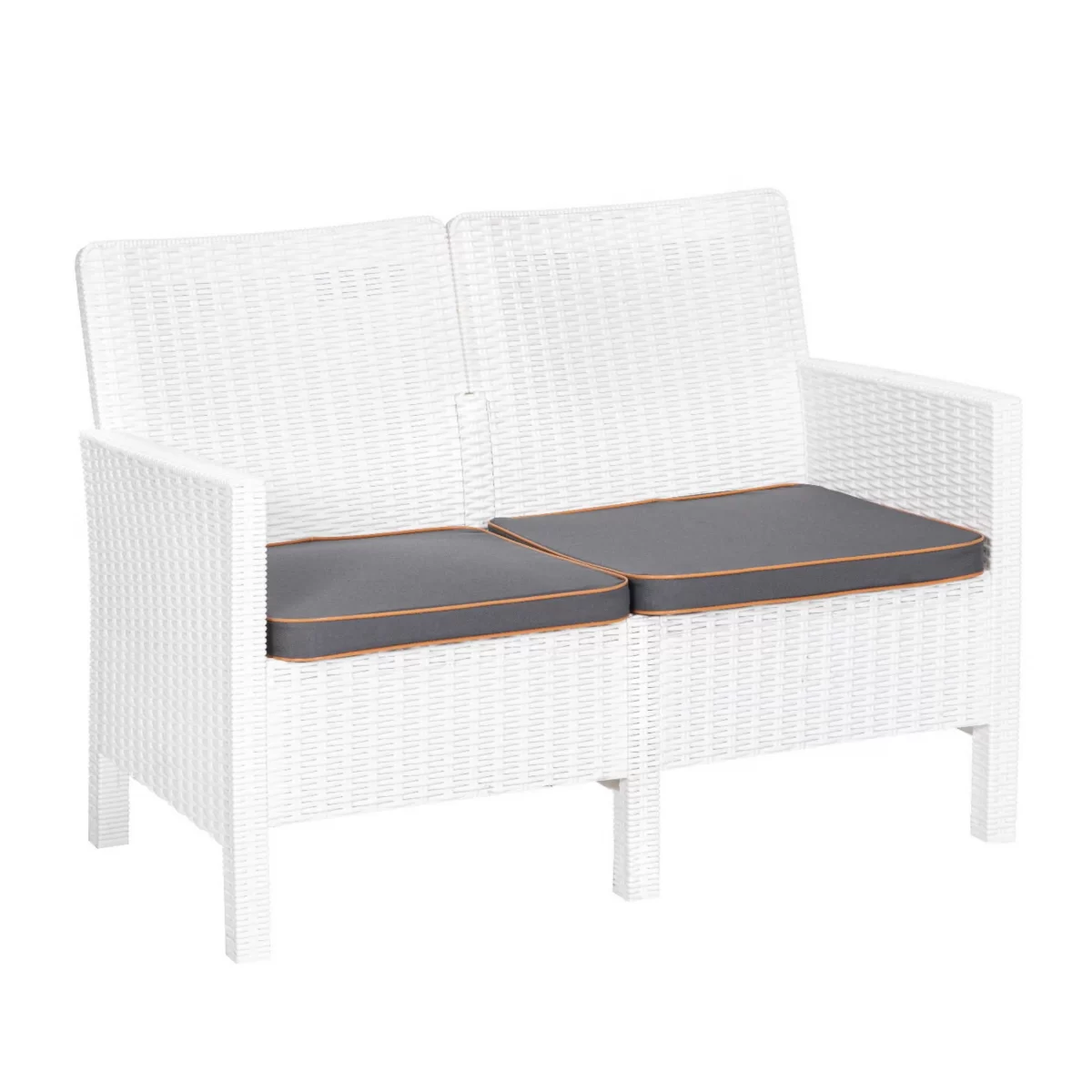 Breus Lounge Sofa 2 Seater White Outdoor Balcony Garden Restaurant Cafe