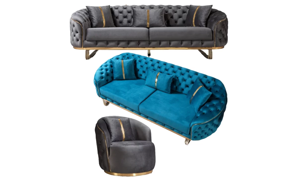 Fiona Sofa Set Tufted Quilted Sofa Style 9