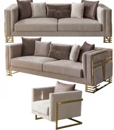 Lotus Gold Sofa Set 331 SofaTurkey11