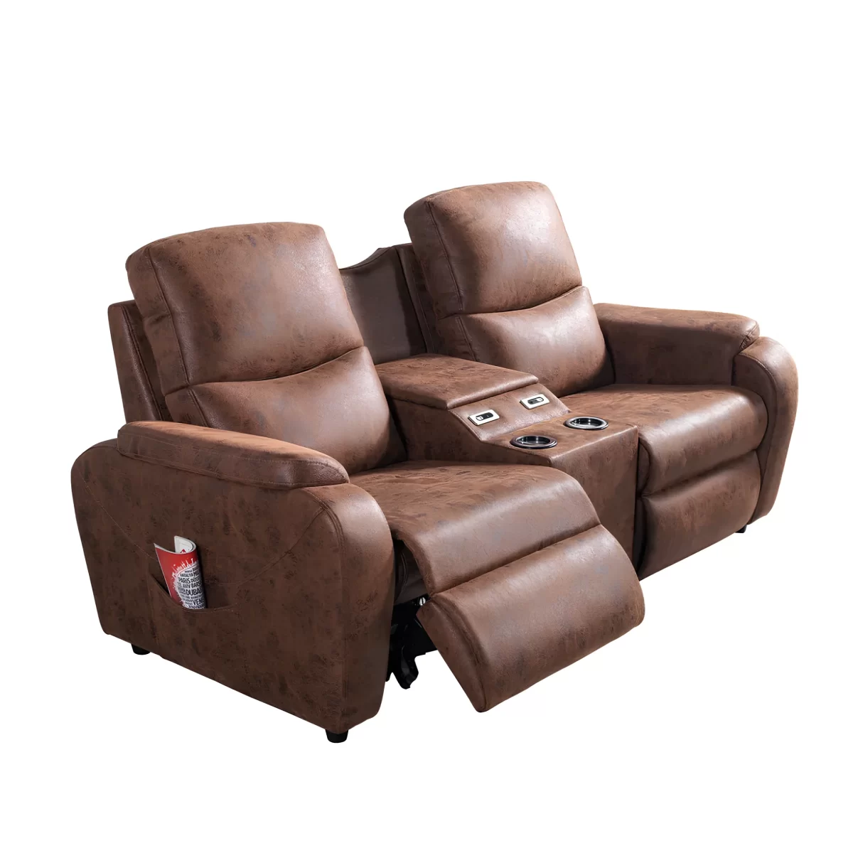 alis double reclining sofa electric recliner usb port cupholder 5