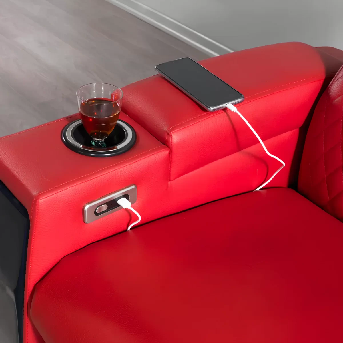 anika reclining sofa electric chair usb cupholder for home cinema