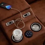 babil double reclining sofa electric recliner speakers usb ports cupholders 11