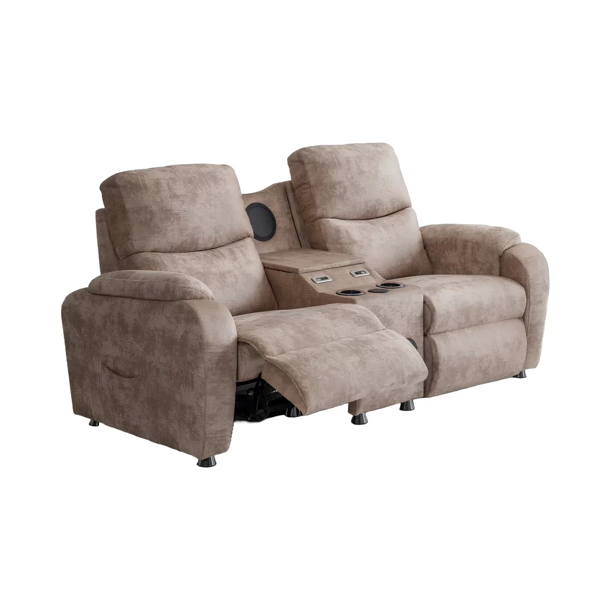 babil double reclining sofa electric recliner speakers usb ports cupholders 4 2