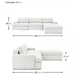 siesta modular corner set 4 modules off white linen feather 10