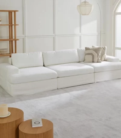 siesta modular sofa 3 modules off white linen feather