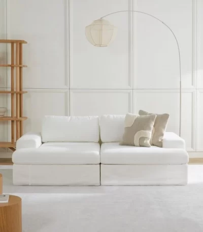 siesta pro modular sofa 2 modules off white linen feather