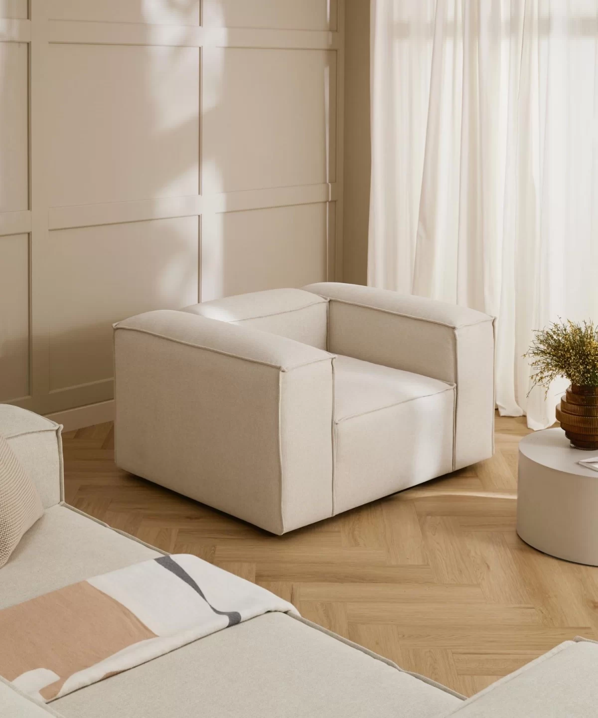 soft armchair 1 module off white linen 3