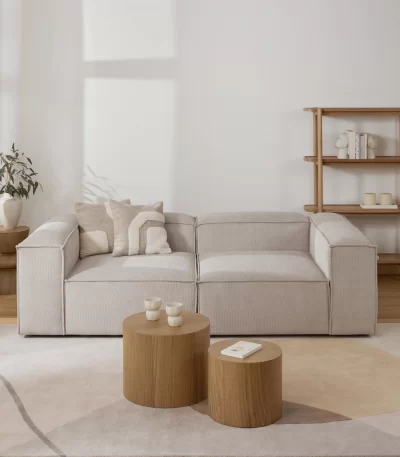 soft modular sofa 2 modules beige linen