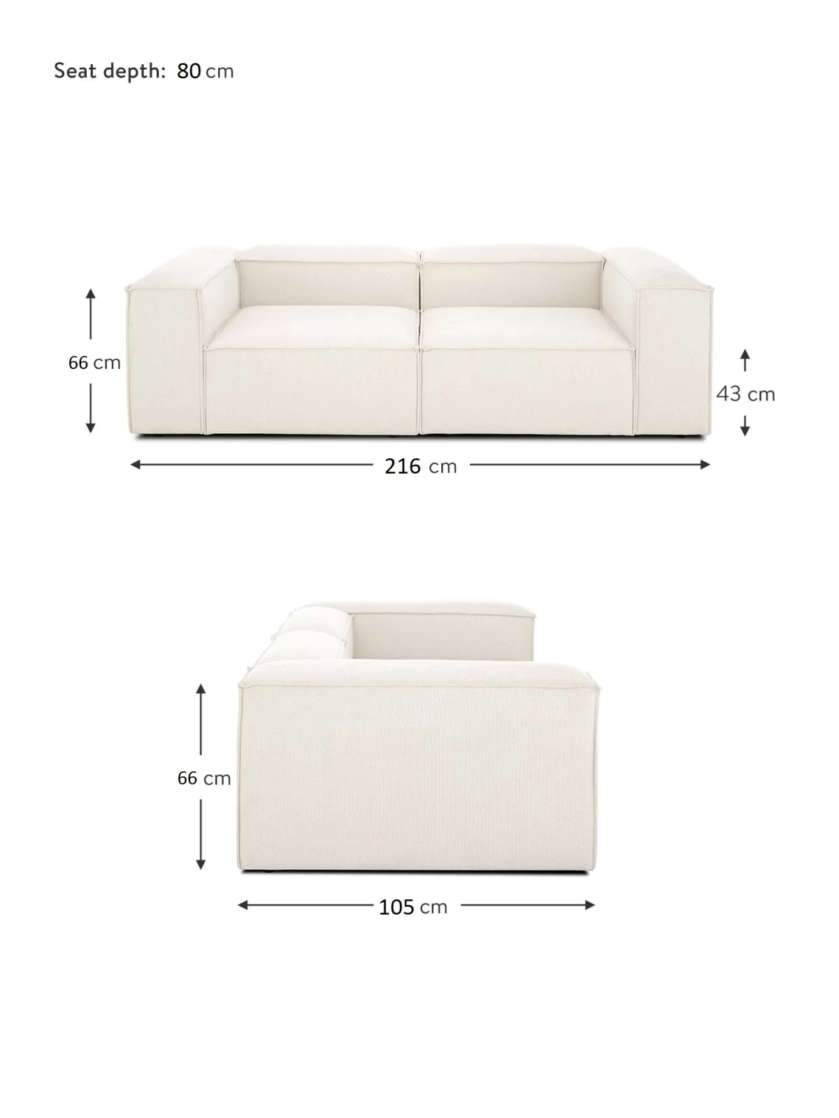 soft modular sofa 2 modules off white linen