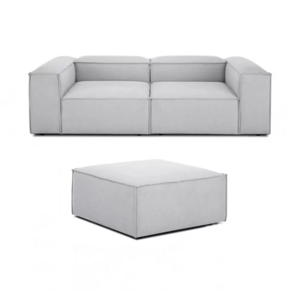 soft modular sofa and ottoman gray linen 2