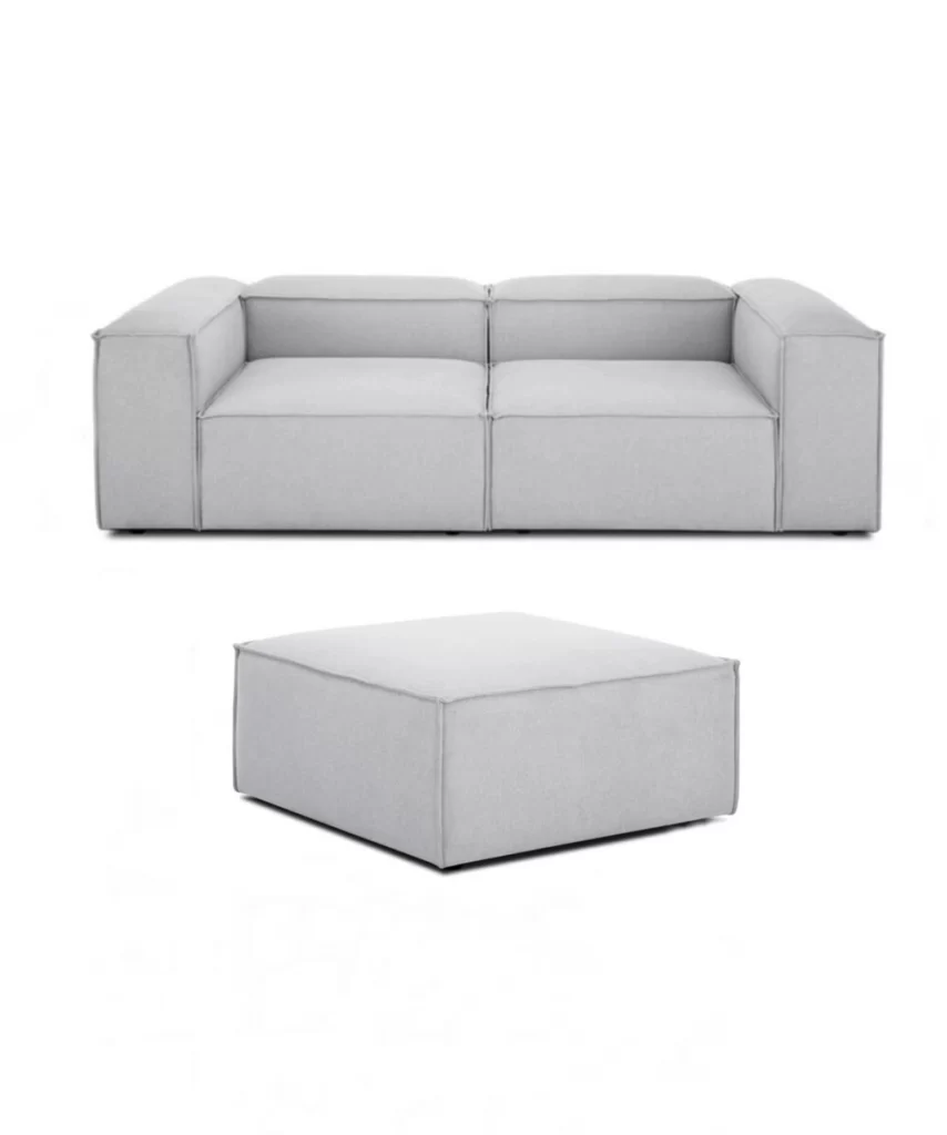 soft modular sofa and ottoman gray linen 2