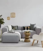 soft modular sofa and ottoman gray linen 4