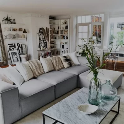 soft modular sofa set gray linen color