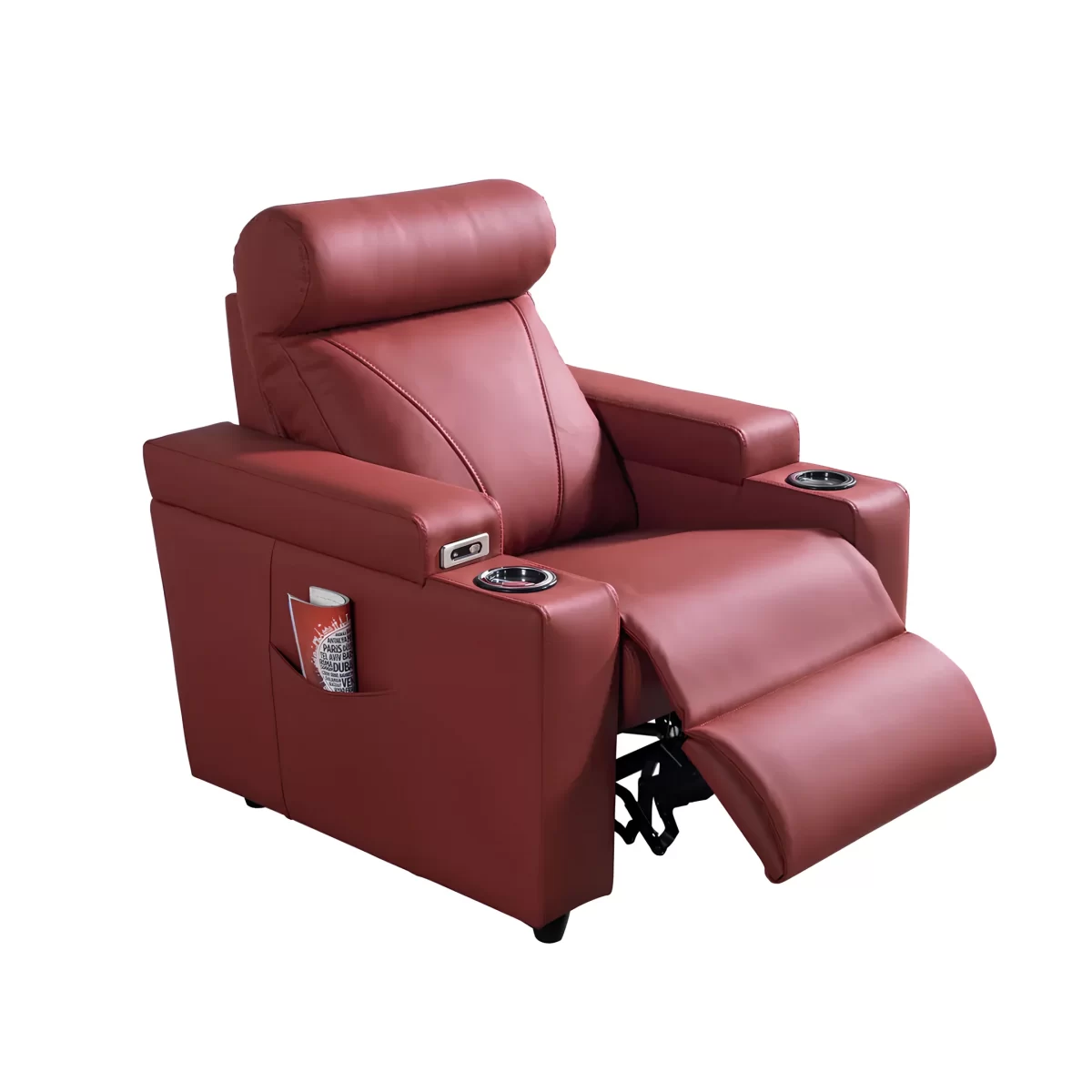 zero reclining sofa for home theater seating cupholder usb electric red 2 1