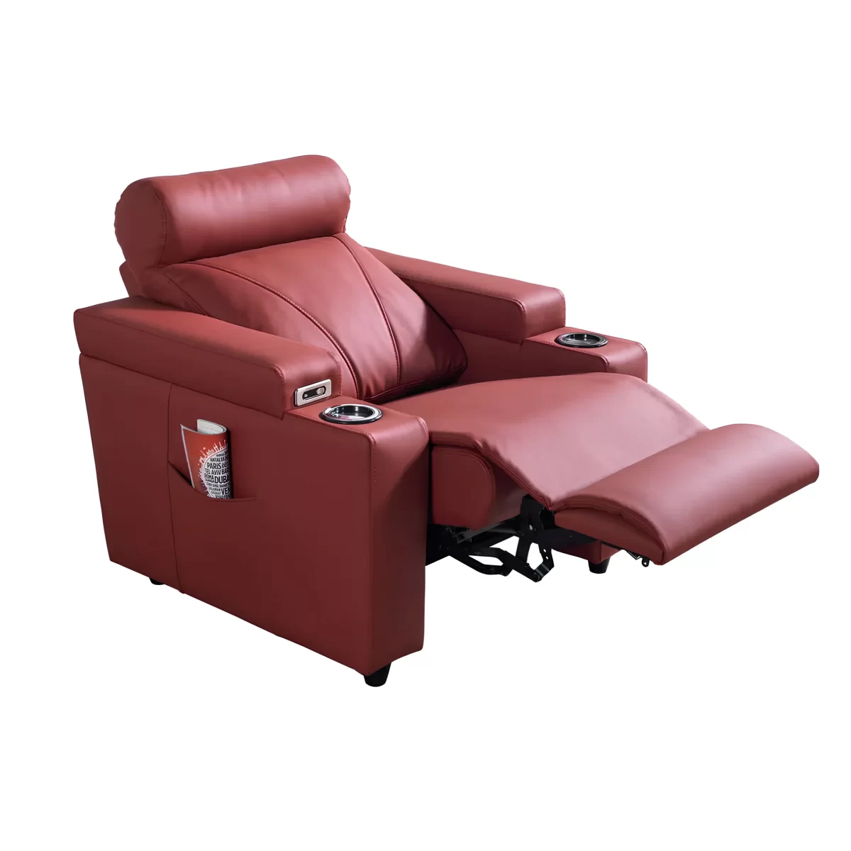 zero reclining sofa for home theater seating cupholder usb electric red 4